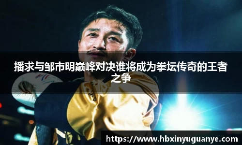播求与邹市明巅峰对决谁将成为拳坛传奇的王者之争